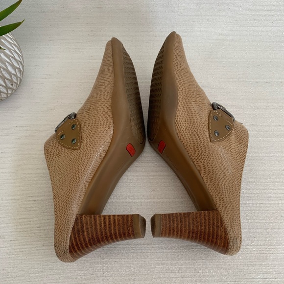 Aerosoles Cinch Worm Tan Snakeskin Heeled Mules Woman’s 8M - Picture 8 of 12